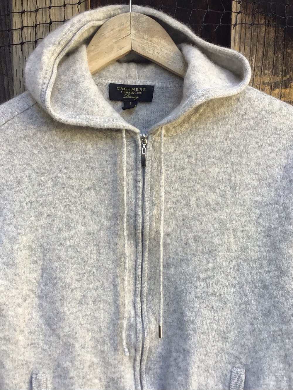 Cashmere Charter Club Gray Full Zip Hoodie Sweater 100% Cashmere Size Small - Picture 2 of 6